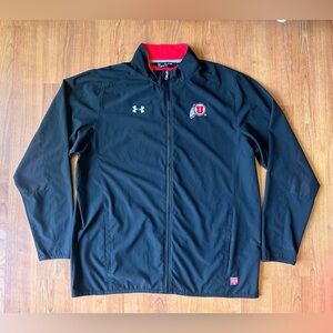 Utah Utes Jacket Mens Medium Black NCAA Under Armour Full Zip 1850 Patch Warmup
